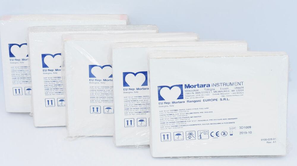 ECG EKG Thermal Z-Fold Mortara ELI 150 Recording Paper Full Grid 9100-28-50